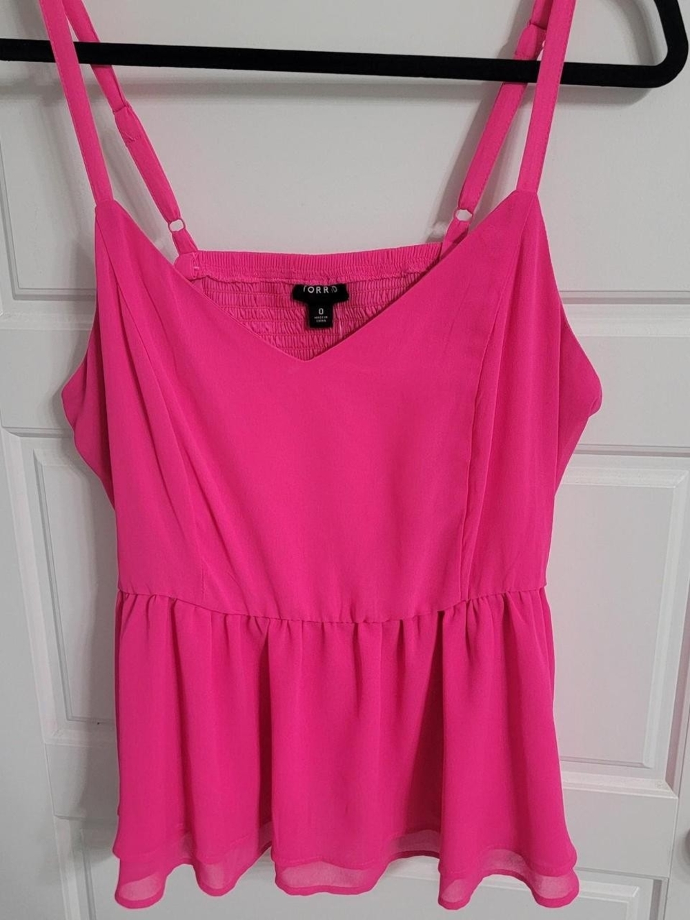 Torrid Neon Pink V-Neck Peplum Cami